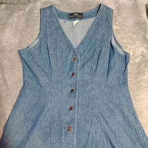 Lee Authentic Blue Denim Sleeveless Button Up Dress